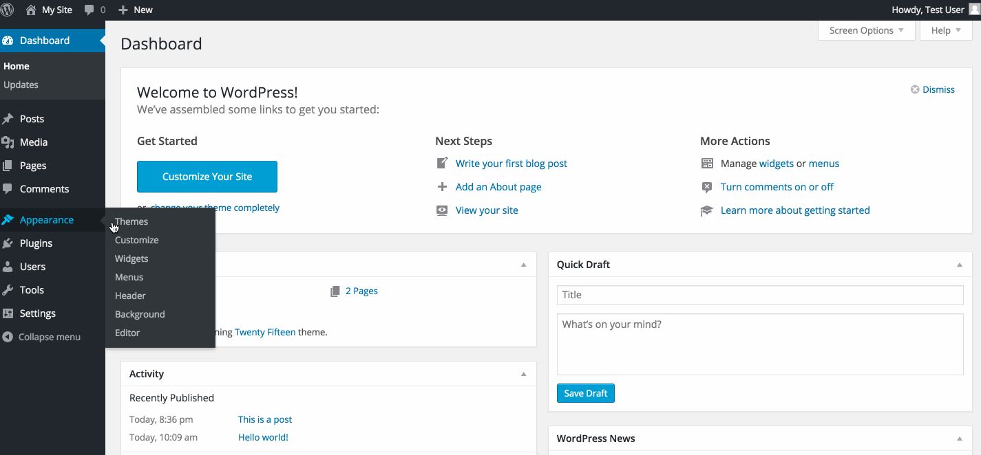 Add a Menu to WordPress