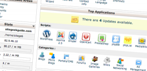 cPanel admin area