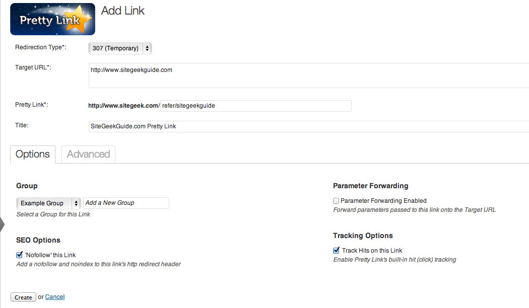prettylink-add-new-link